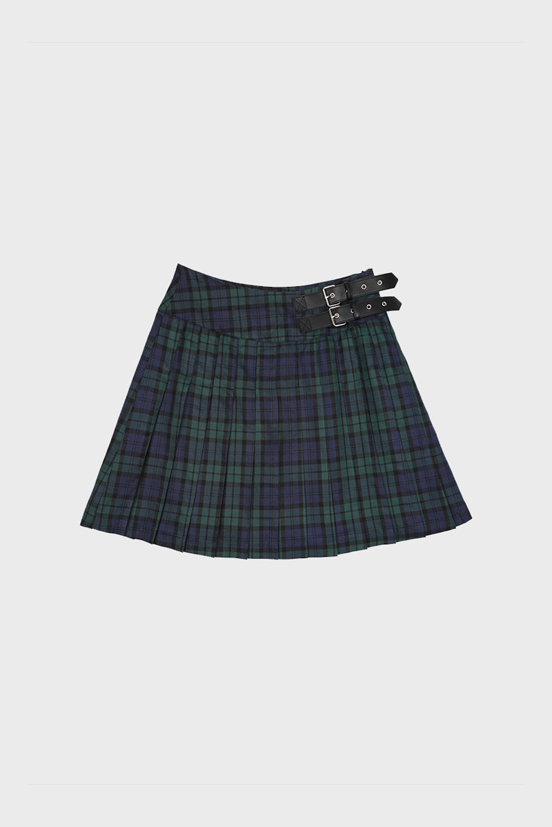 [5th restock] BELTED CHECK PLEATED SKIRT
