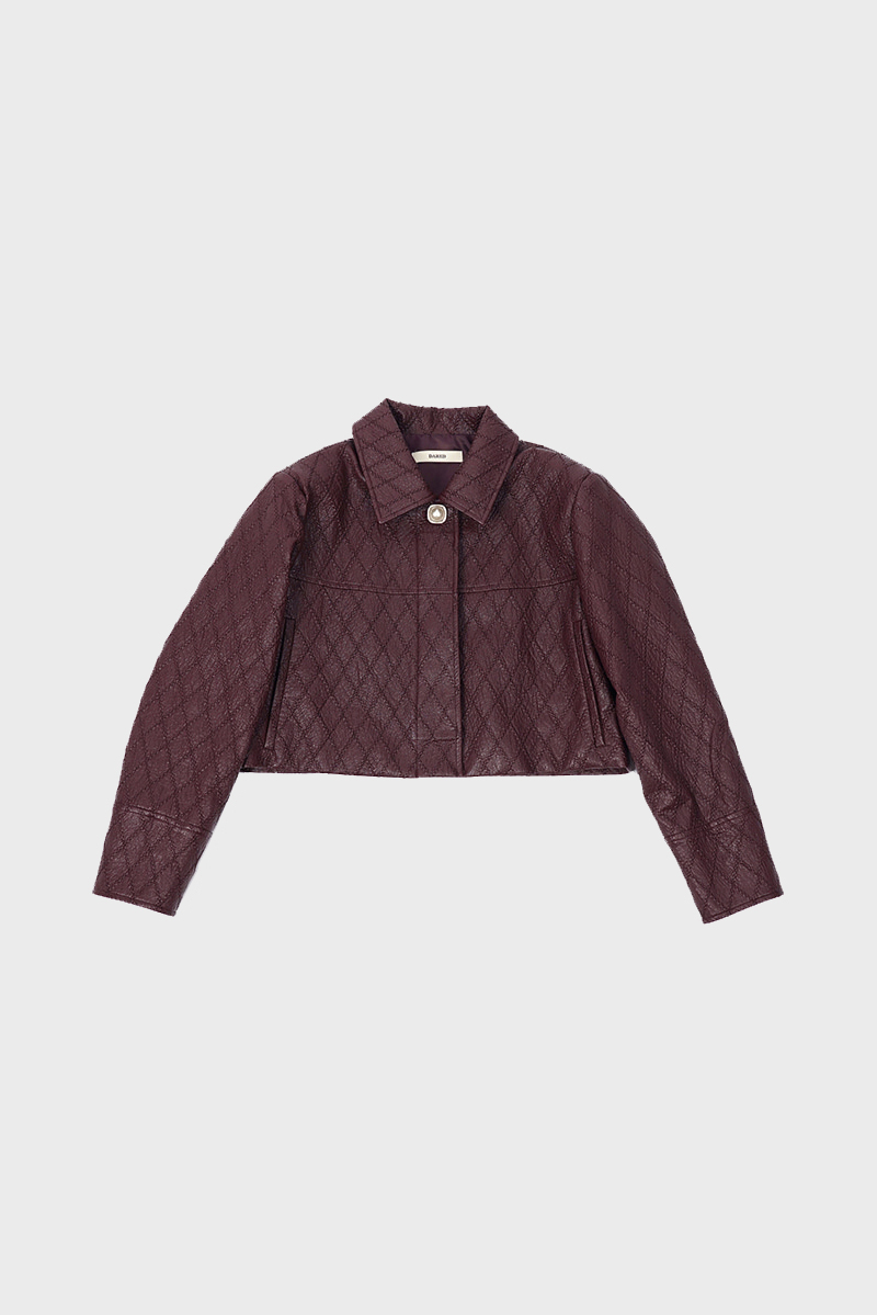 [2nd re-stock] DIAMOND EMBROIDERY LEATHER JACKET IN BURGUNDY