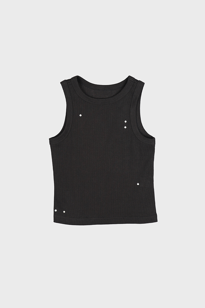 [3rd re-stock] [EXCLUSIVE] RIVET RIBBED SLEEVELESS IN BLACK