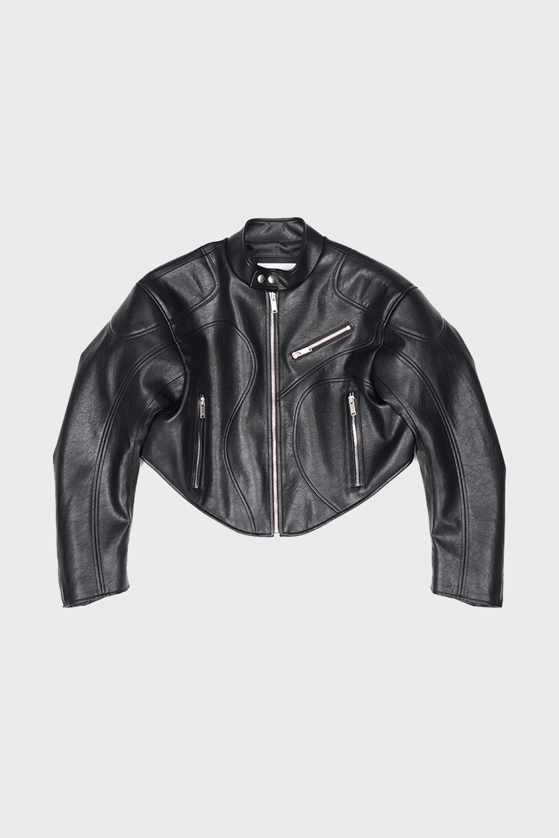[3rd re-stock] ASYMMETRY LINE LEATHER JACKET