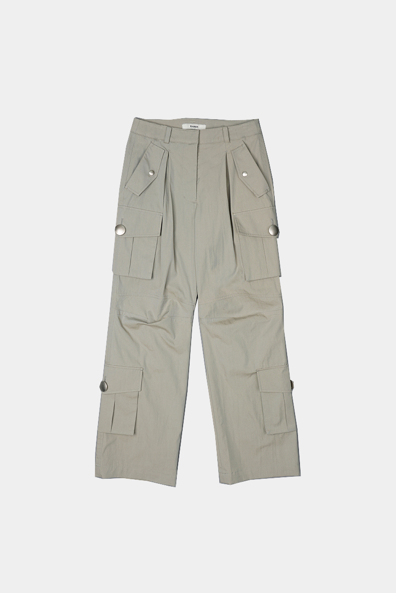 BIG BUTTON CARGO PANTS IN OLIVE KHAKI