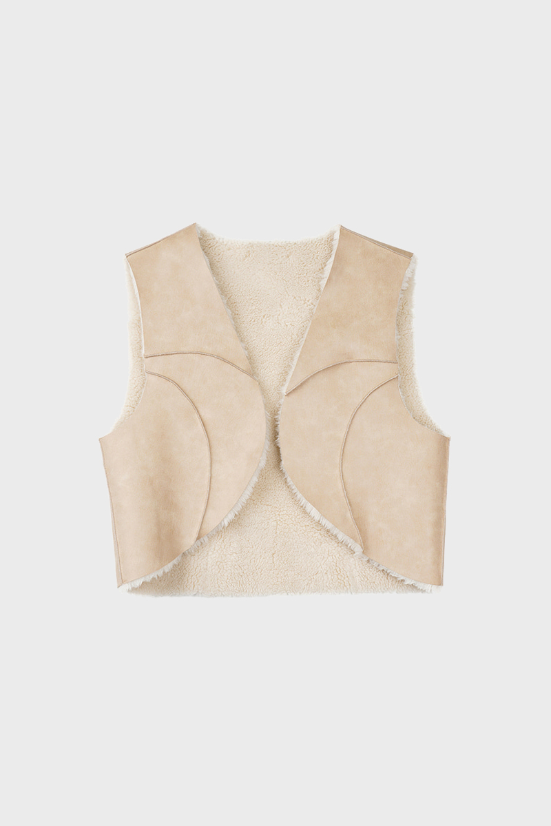 REVERSIBLE ROUGH CUTTING SHEARLING VEST